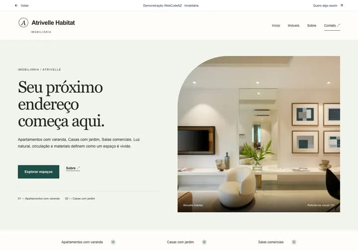 Demonstração WebCodeAZ: Atrivelle Habitat · Imobiliária