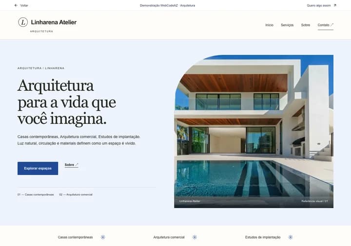 Demonstração WebCodeAZ: Linharena Atelier · Arquitetura