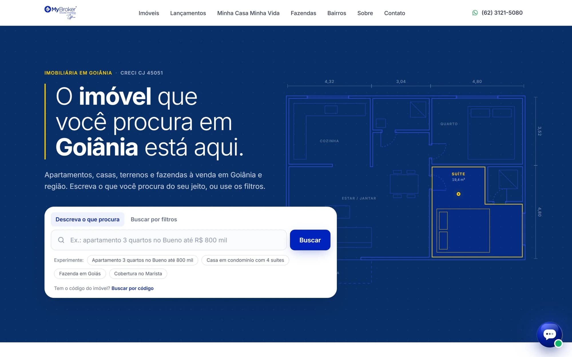 My Broker Office — Página inicial com busca em linguagem natural