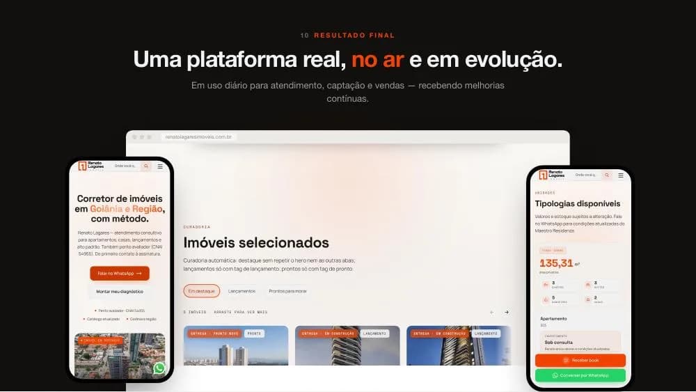 Portal Renato Lagares Imóveis em desktop e mobile