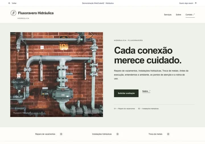 Demonstração WebCodeAZ: Fluxoravero Hidráulica · Hidráulica