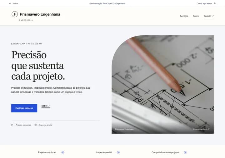 Demonstração WebCodeAZ: Prismavero Engenharia · Engenharia